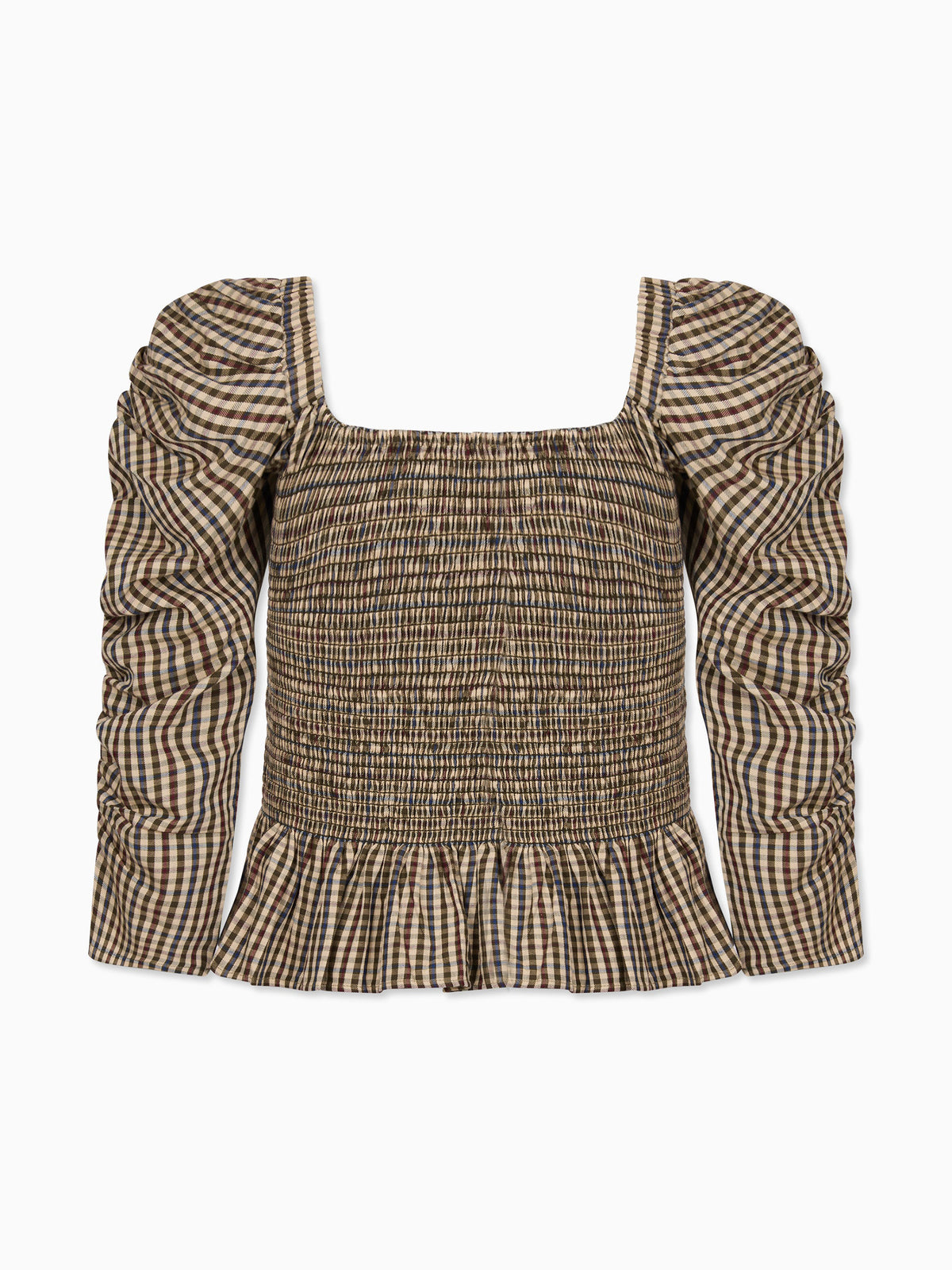 Burgundy Check Isabella Womens Long Sleeve Top