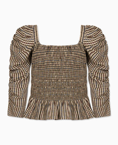 Burgundy Check Isabella Womens Long Sleeve Top