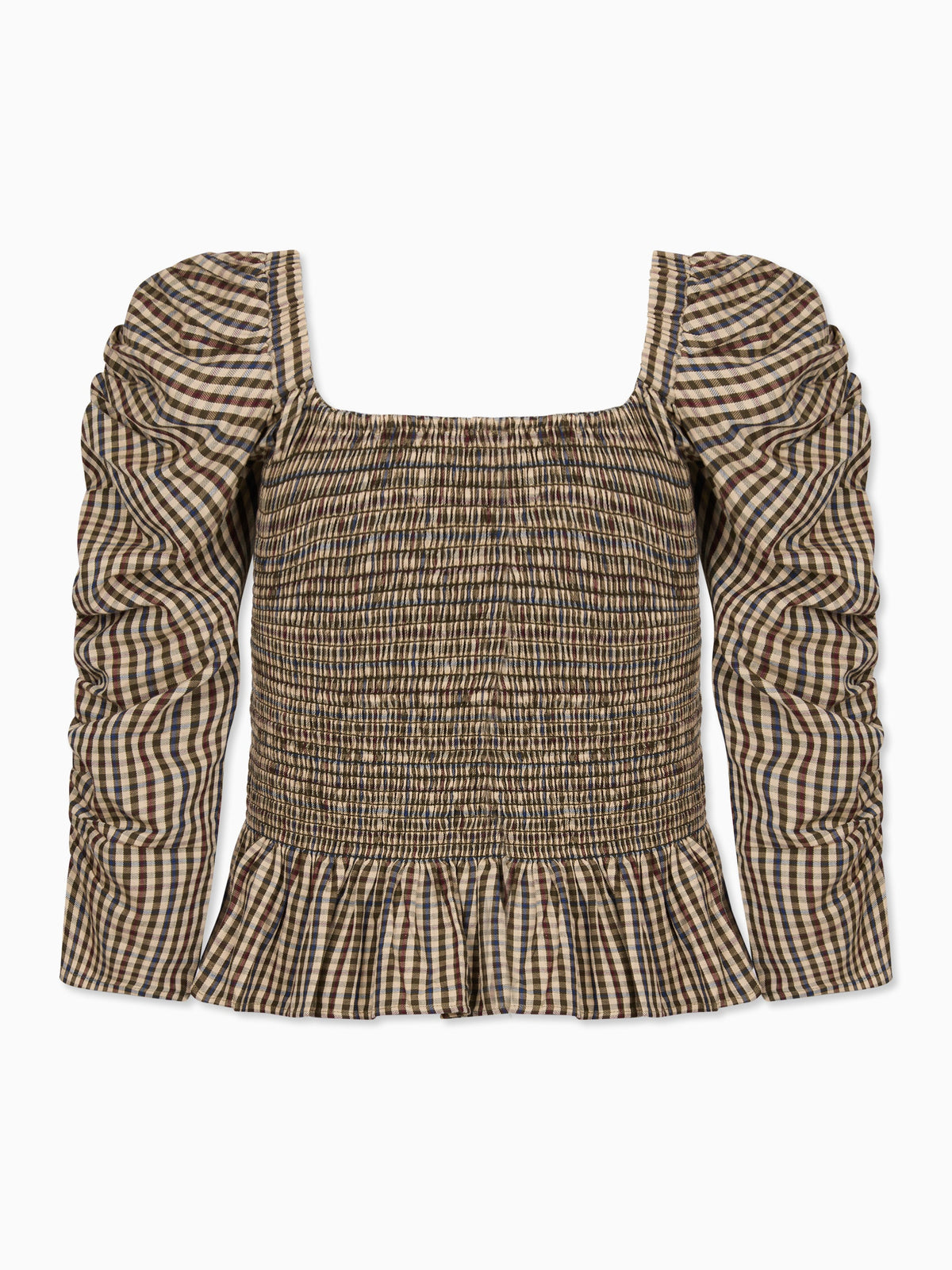 Burgundy Check Isabella Womens Long Sleeve Top