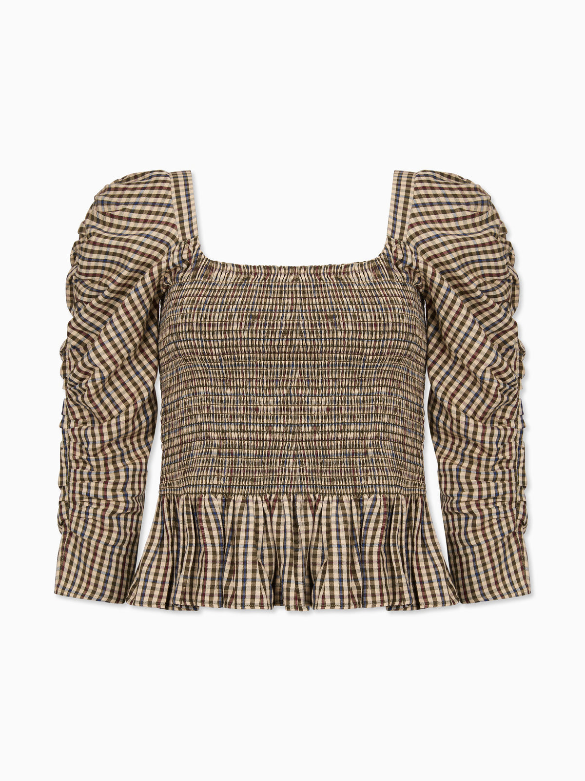 Burgundy Check Isabella Womens Long Sleeve Top