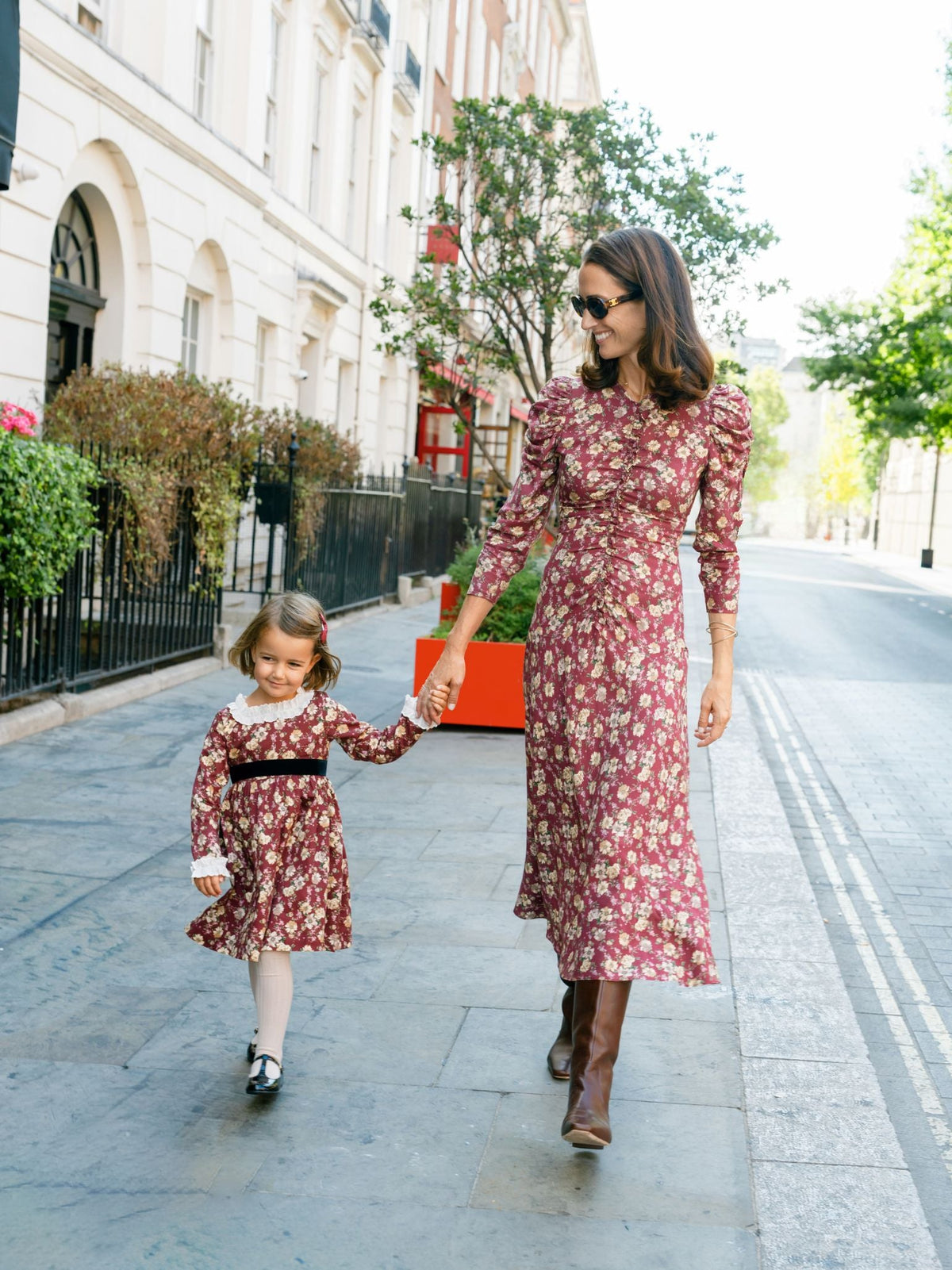 Burgundy Floral Celia Womens Long Dress