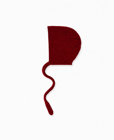 Burgundy Renta Merino Baby Knitted Bonnet