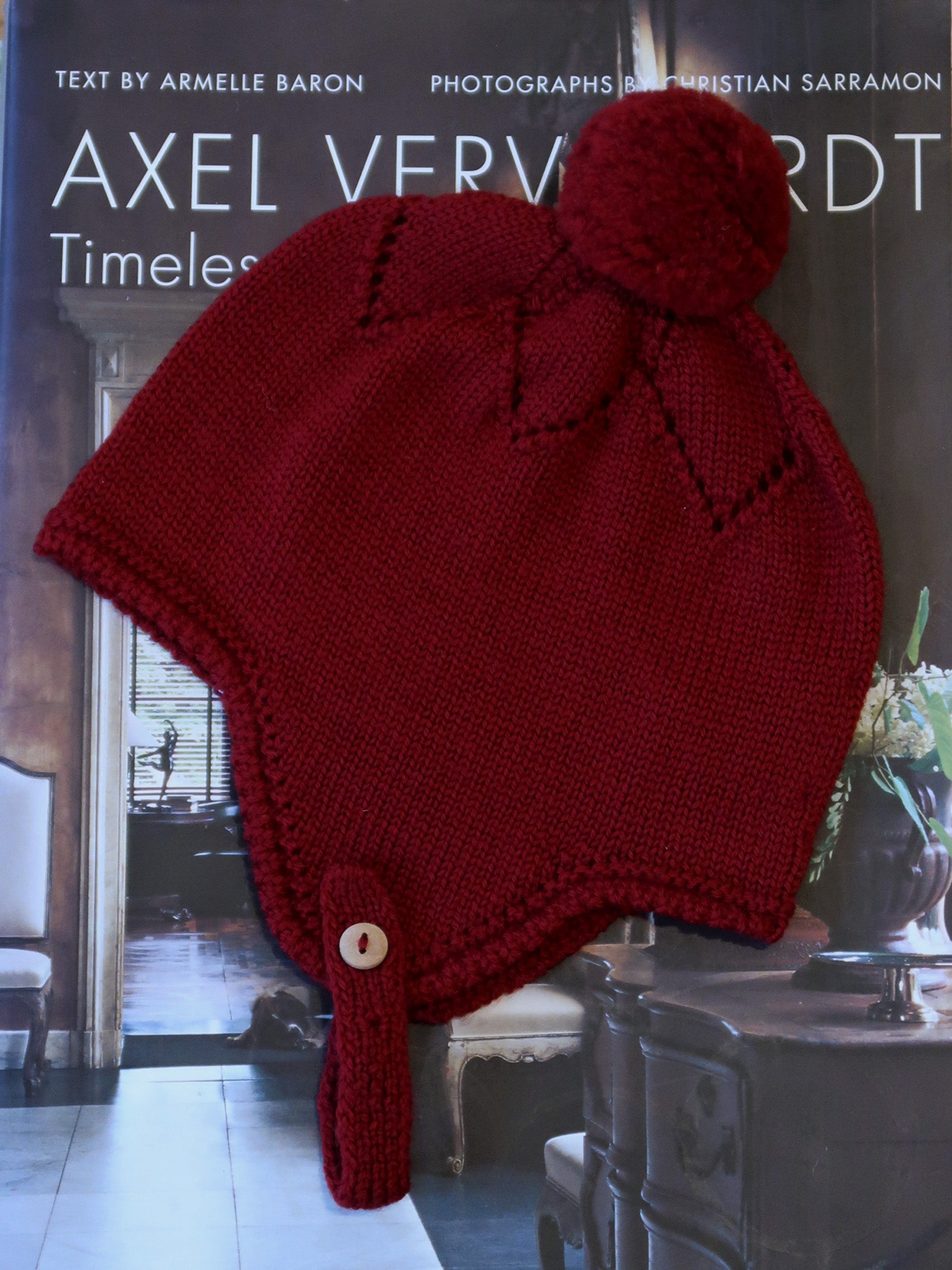 Burgundy Renta Merino Baby Knitted Bonnet
