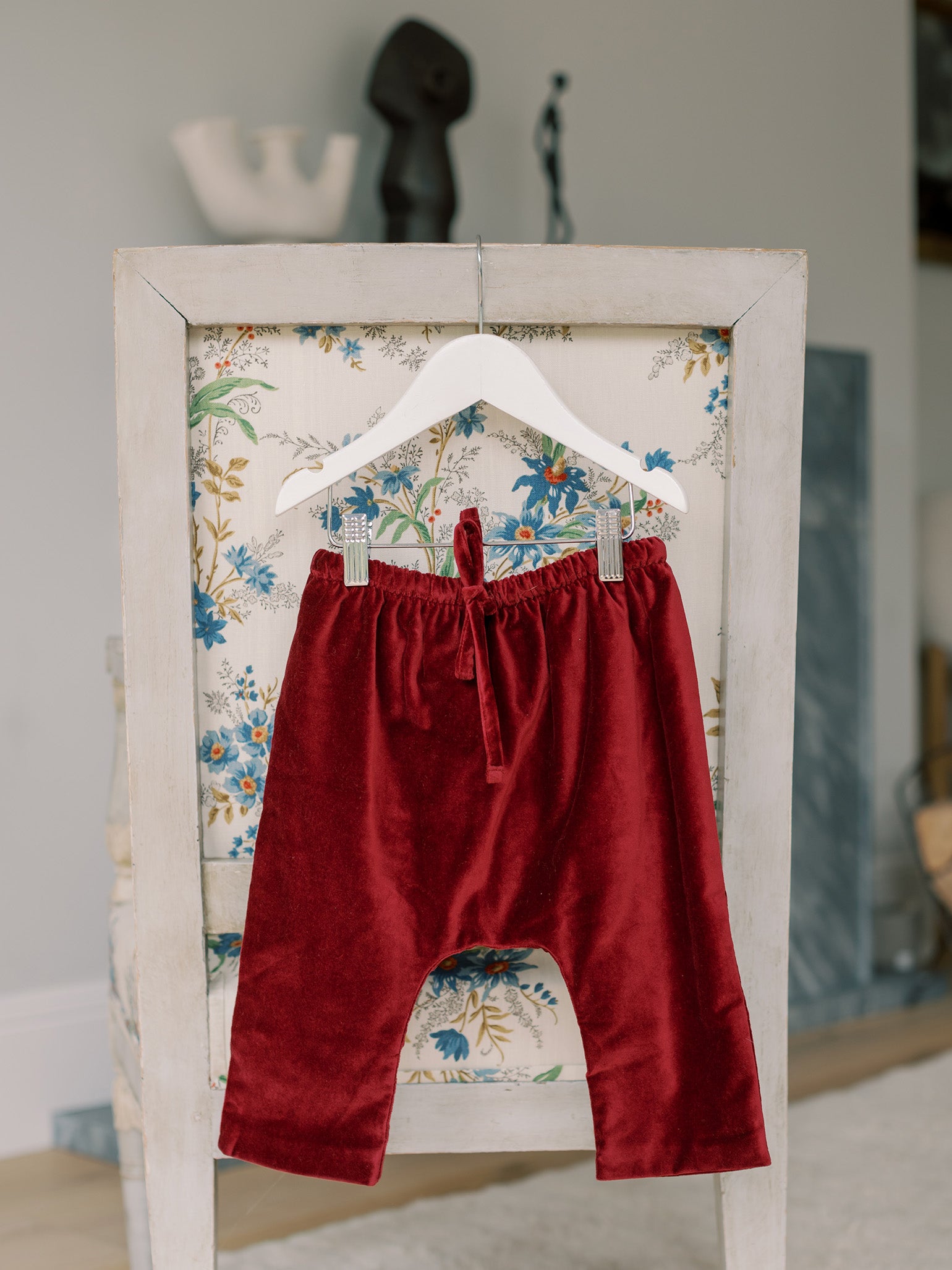 Burgundy Alex Velvet Baby Pants