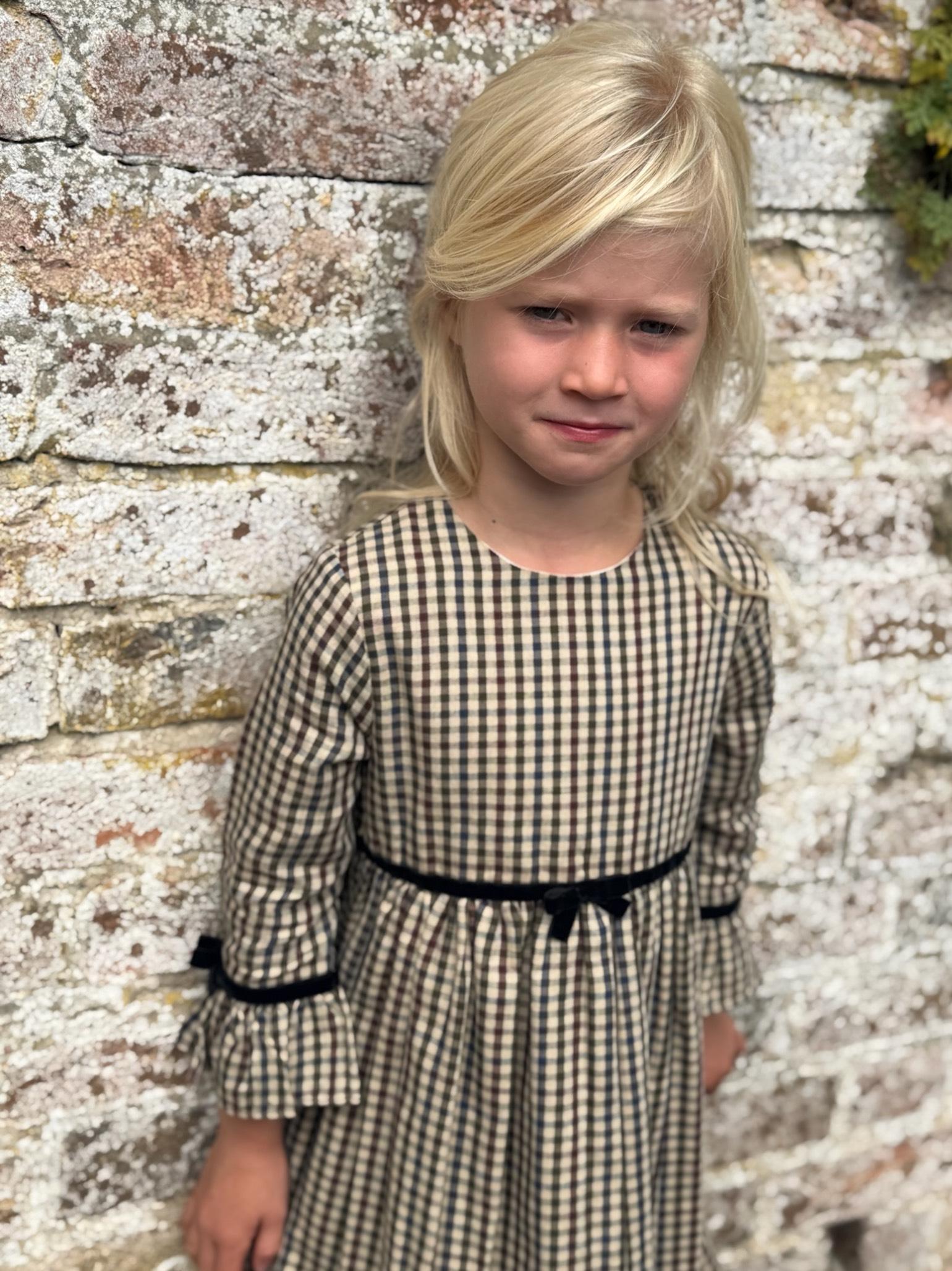 Burgundy Check Marta Girl Dress