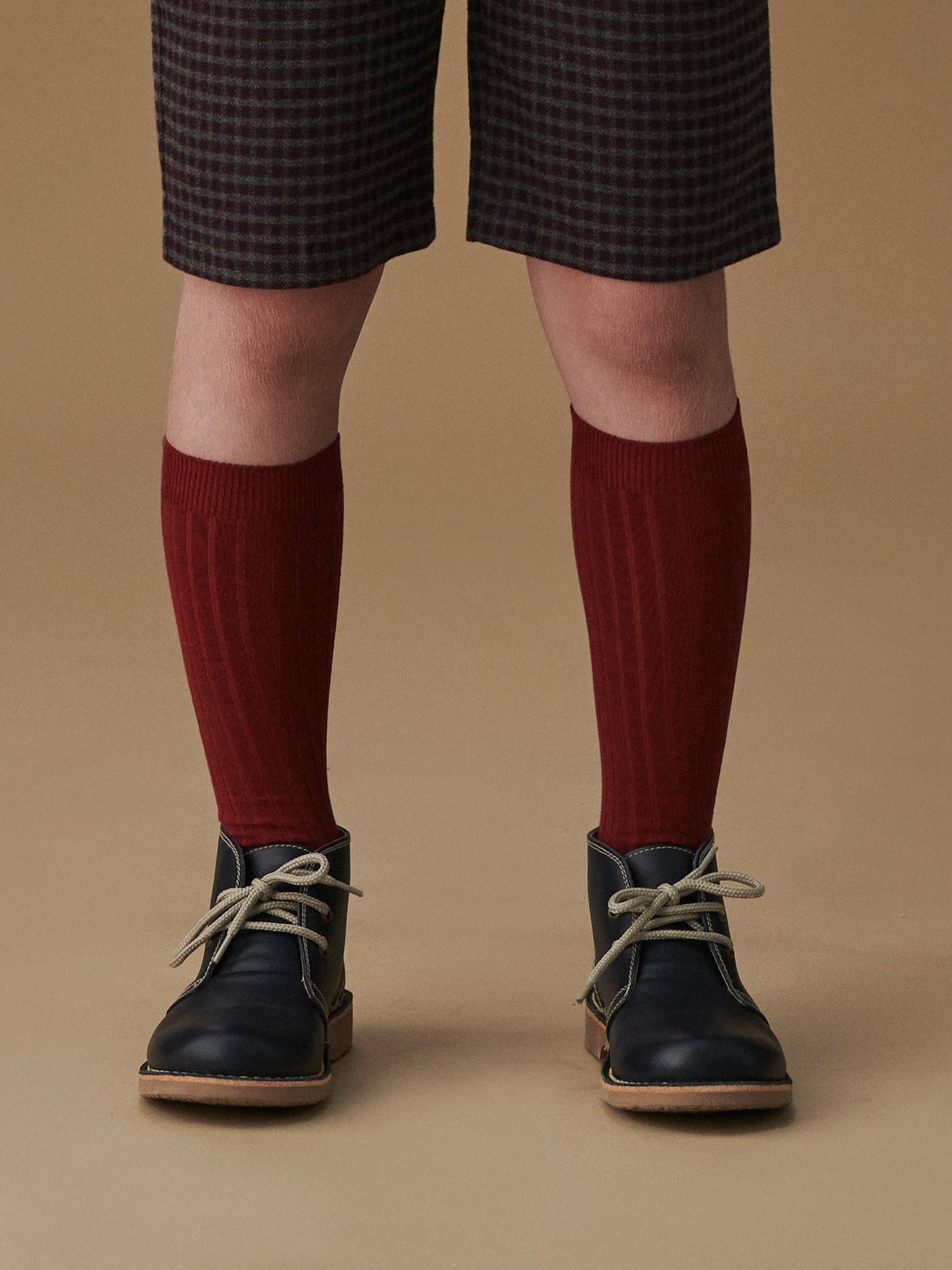 Burgundy Ribbed Knee High Kids Socks