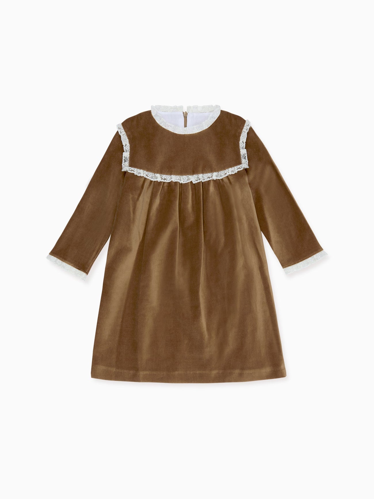 Taupe Carolina Velvet Girl Empire Dress