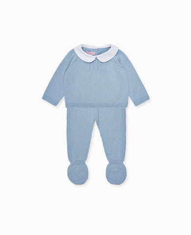Dusty Blue Celyn Merino Baby Knitted Set