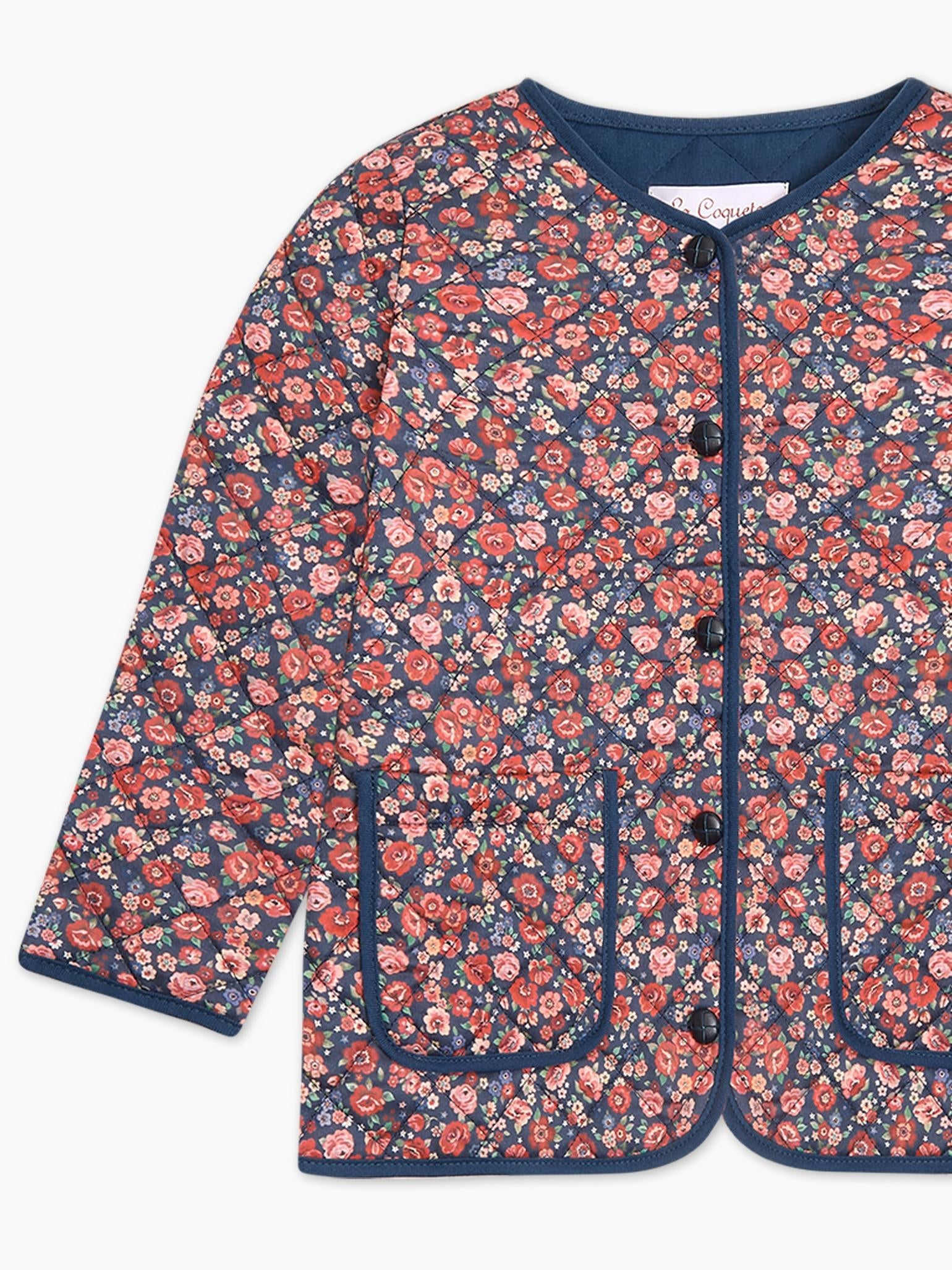 Navy Floral Calida Girl Jacket