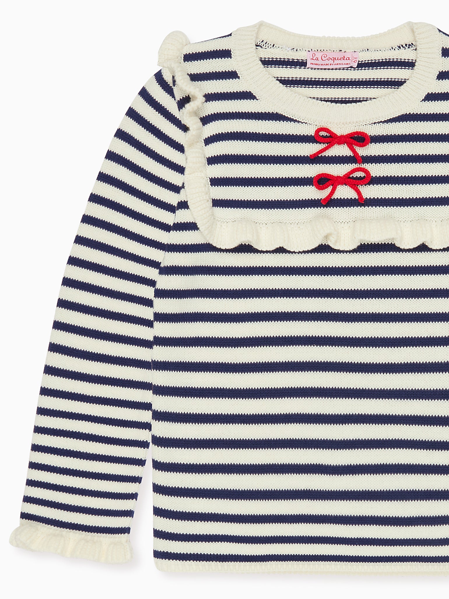 Navy Stripe Candela Cotton Girl Sweater
