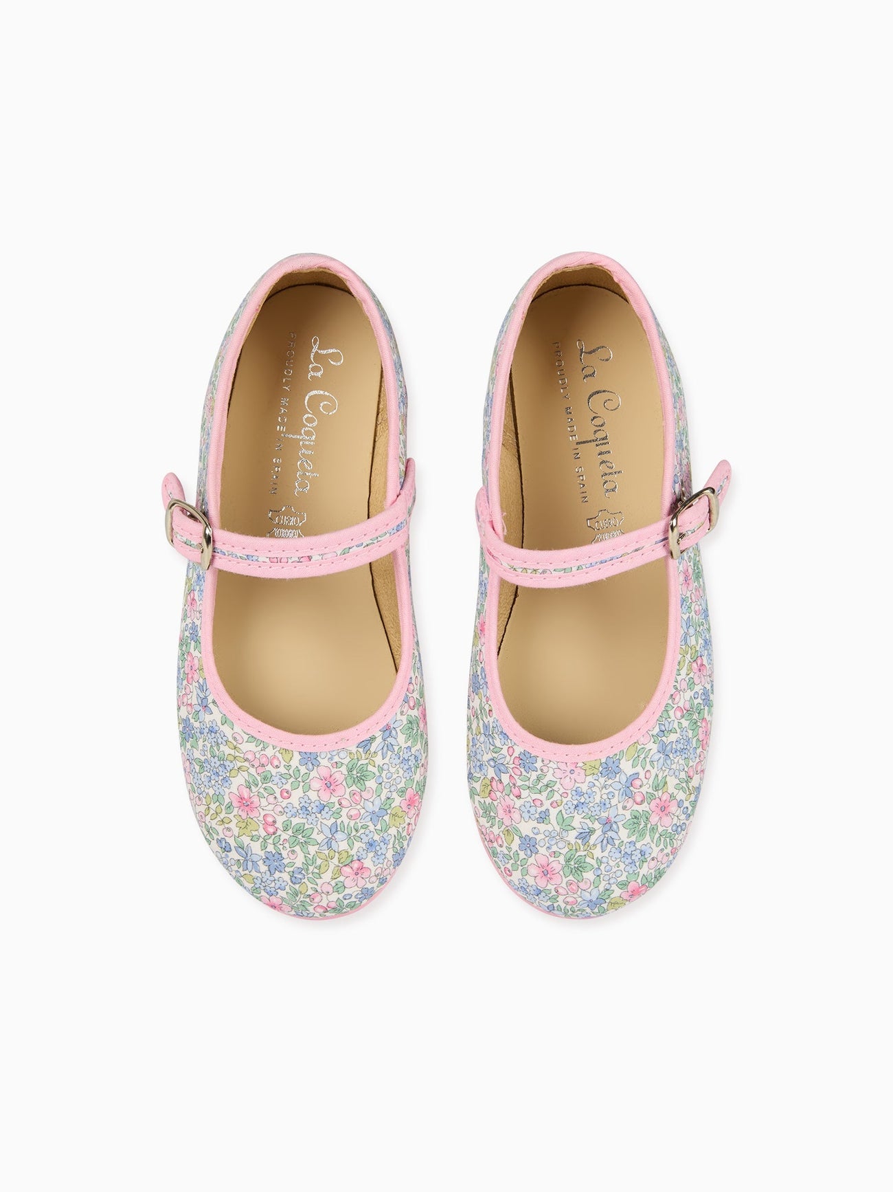 Light Blue Floral Canvas Girl Mary Jane Shoes