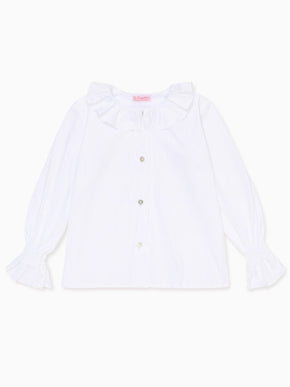 White Carissa Long Sleeve Girl Shirt