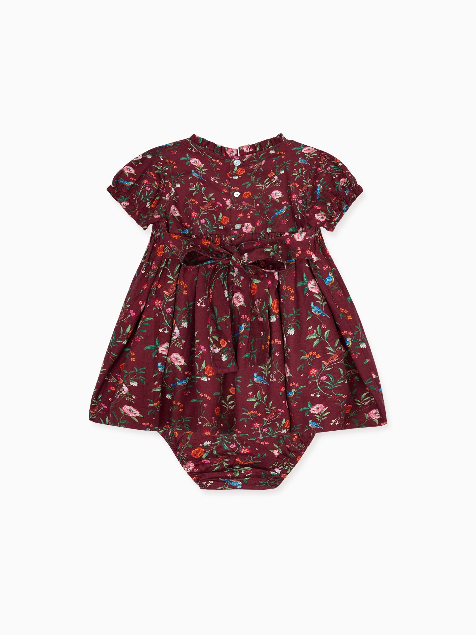 Burgundy Floral Carla Baby Girl Hand-Smocked Set