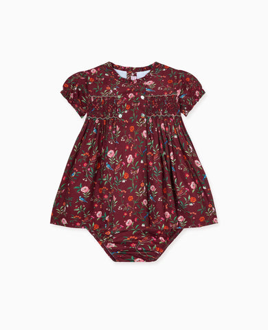 Burgundy Floral Carla Baby Girl Hand-Smocked Set