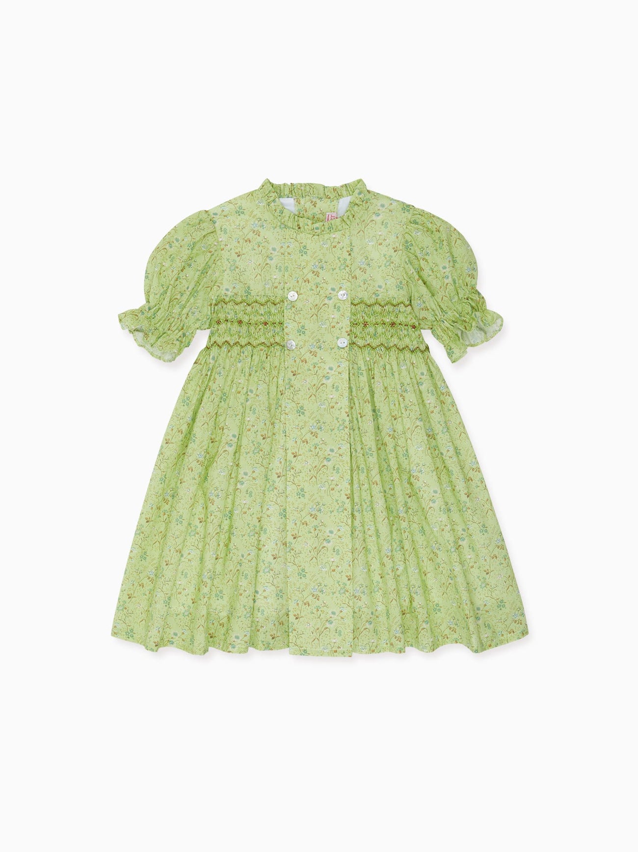 Green Floral Carla Girl Hand-Smocked Dress