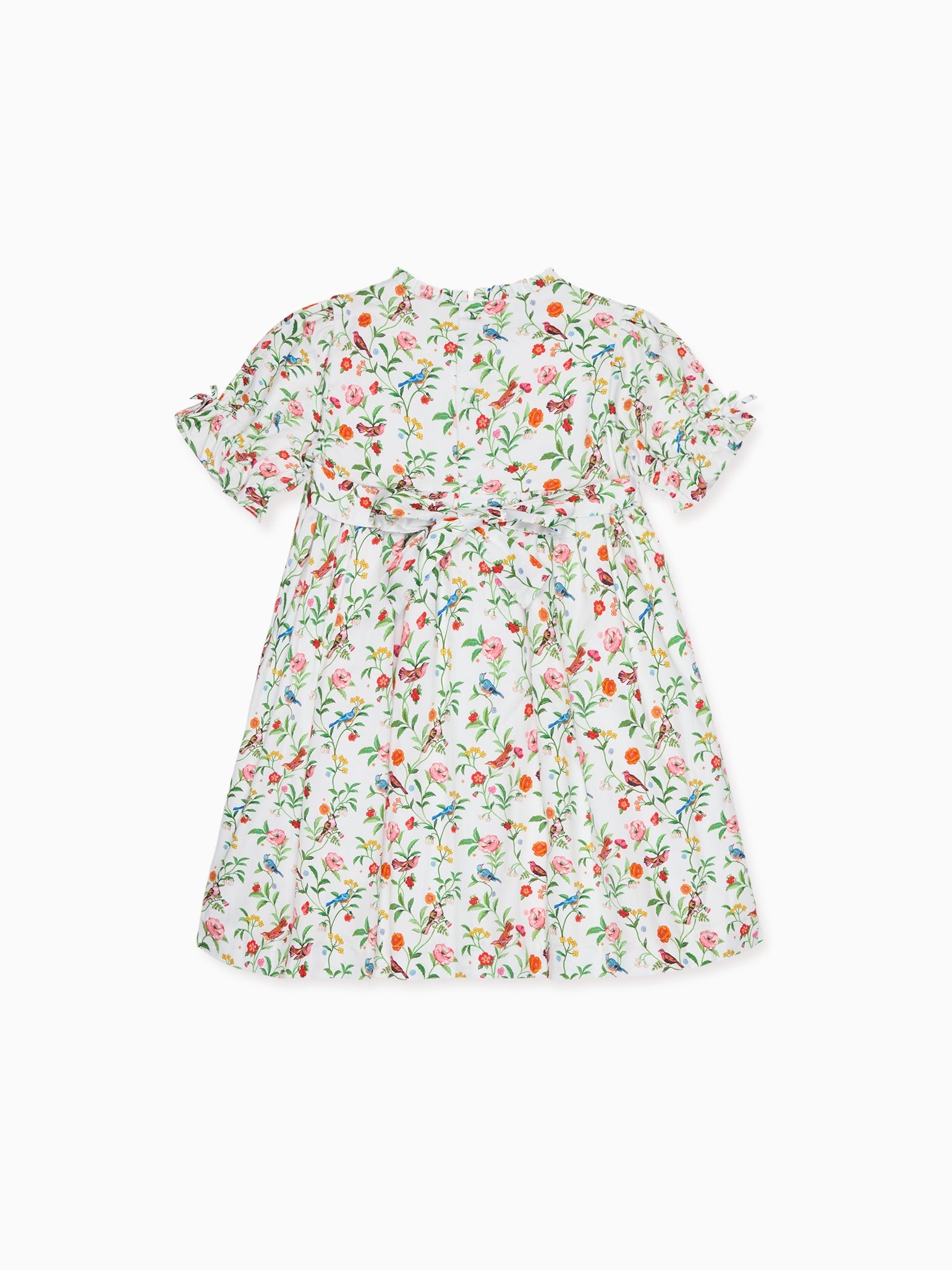 Ivory Bird Floral Carla Girl Hand-Smocked Dress