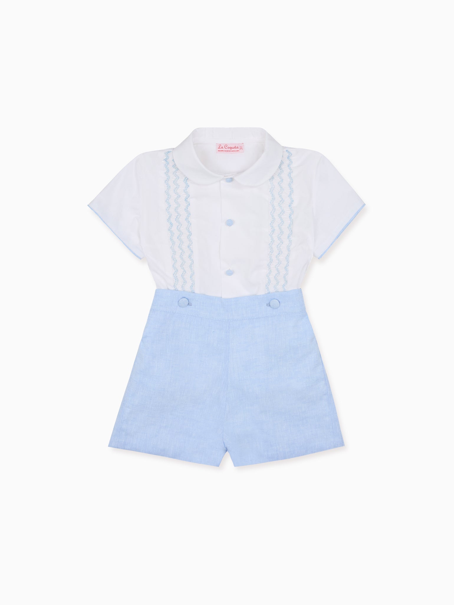 Light Blue Carlina Baby Boy Hand-Smocked Set