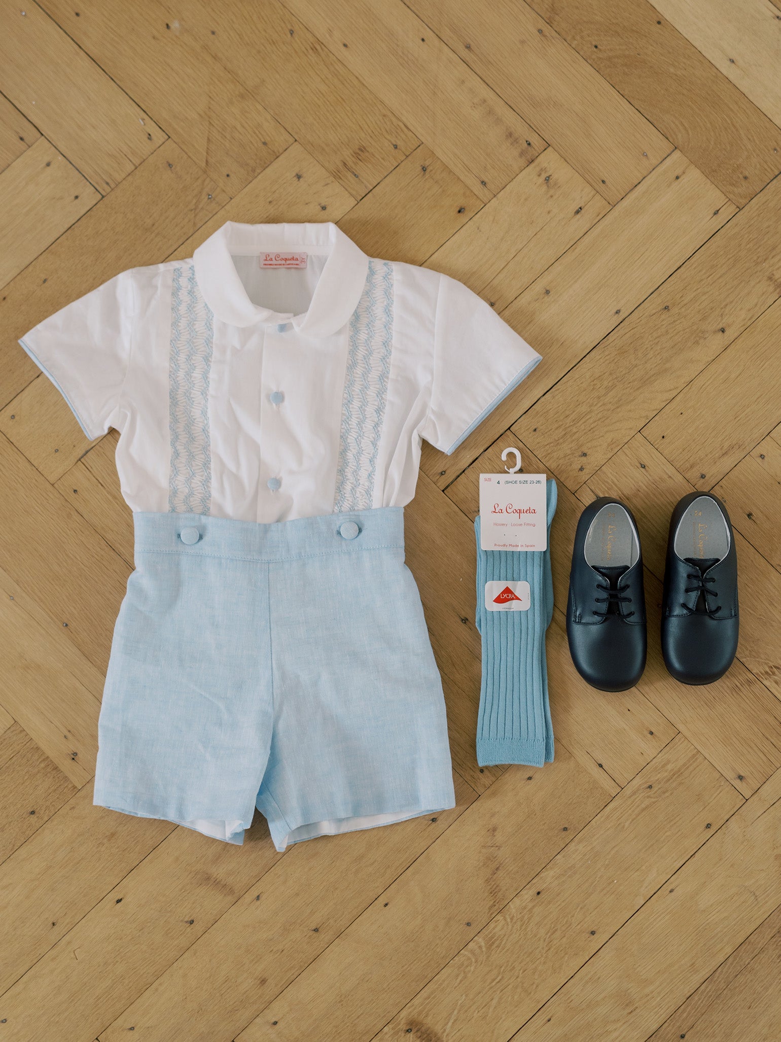 Light Blue Carlina Baby Boy Hand-Smocked Set