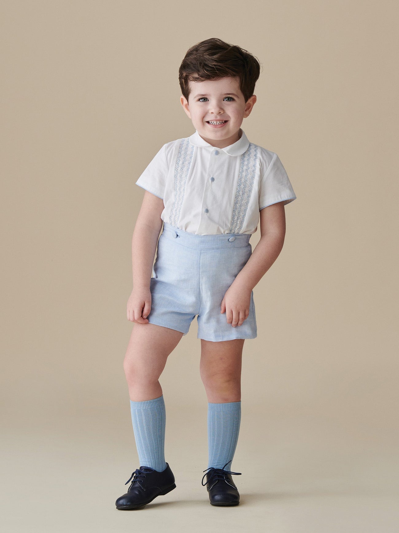 Light Blue Carlina Baby Boy Hand-Smocked Set