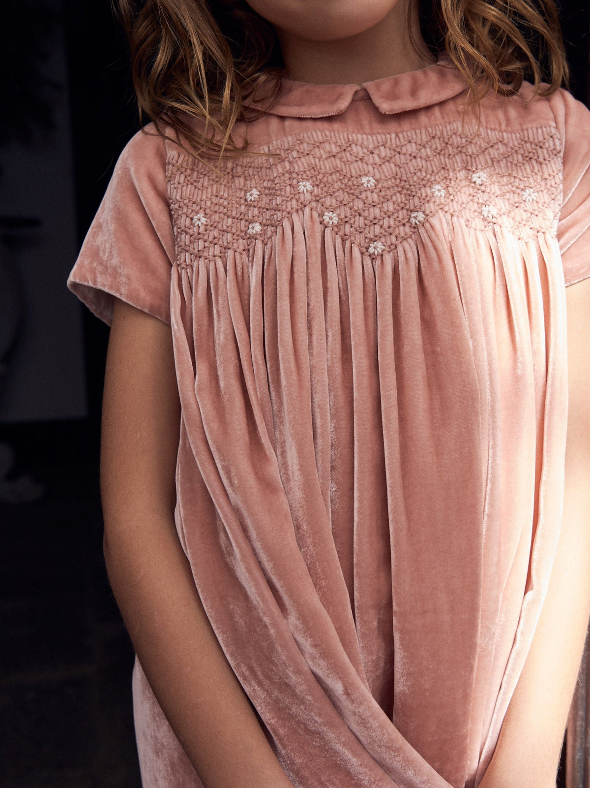 Dusty Pink Carlota Girl Hand-Smocked Dress