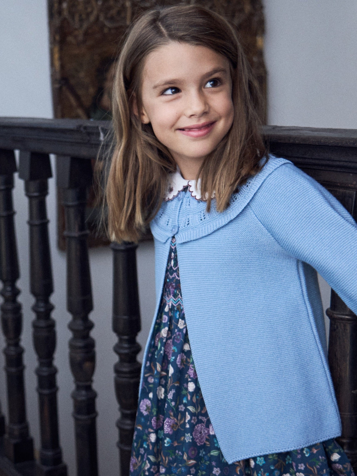 Dusty Blue Baena Merino Girl Cardigan