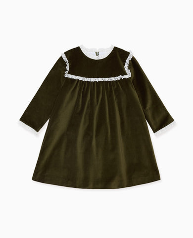 Green Carolina Girl Velvet Empire Dress