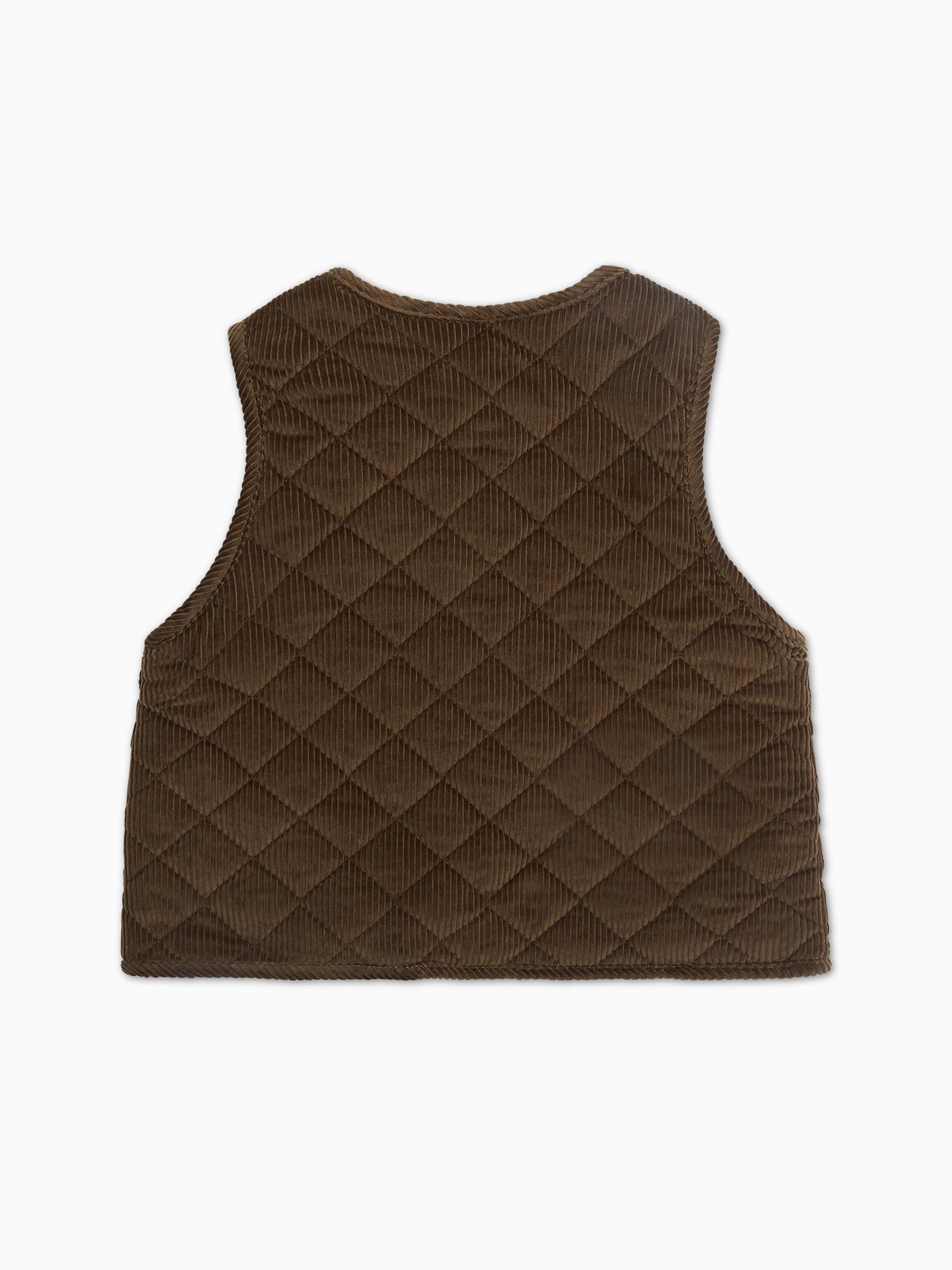 Brown Caza Corduroy Boy Sleeveless Jacket