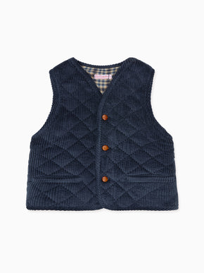 Blue Caza Corduroy Kids Sleeveless Jacket