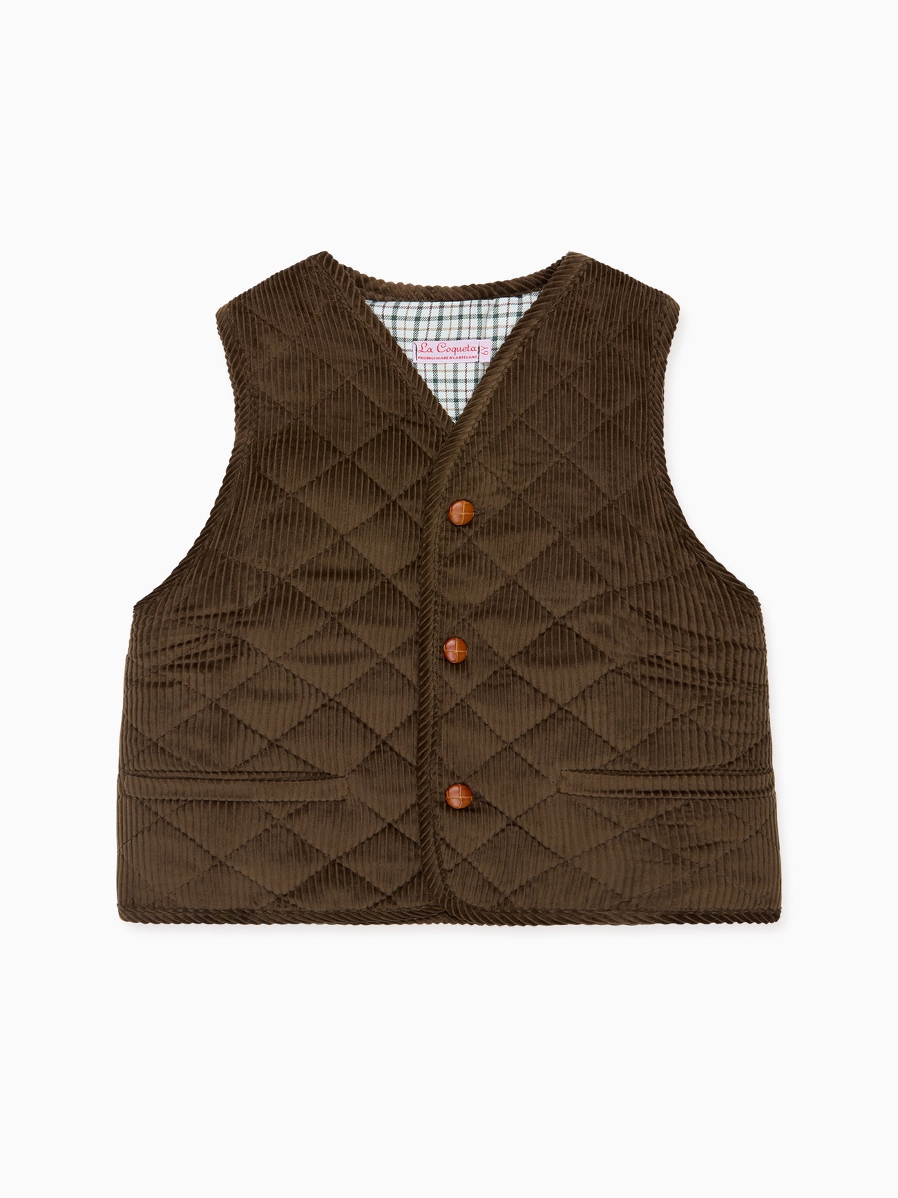 Chocolate Brown Caza Corduroy Kids Sleeveless Jacket