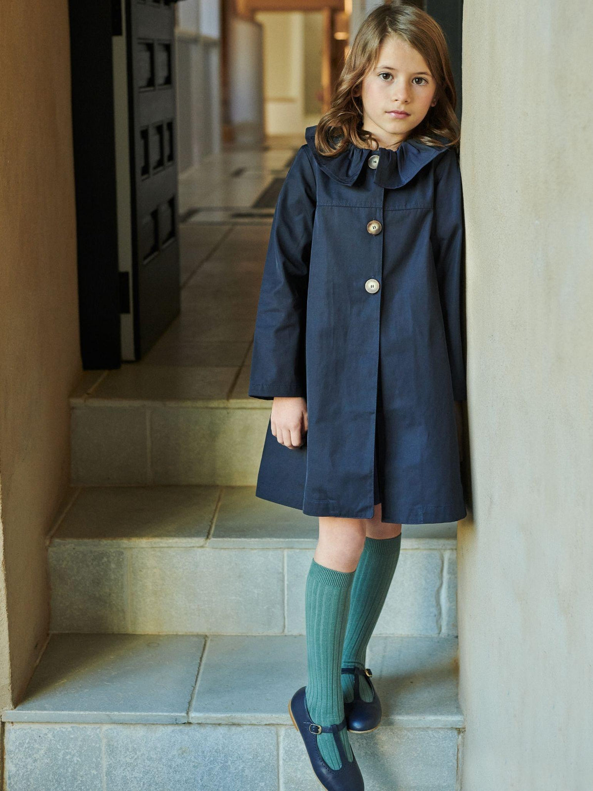Navy Celestina Girl Coat