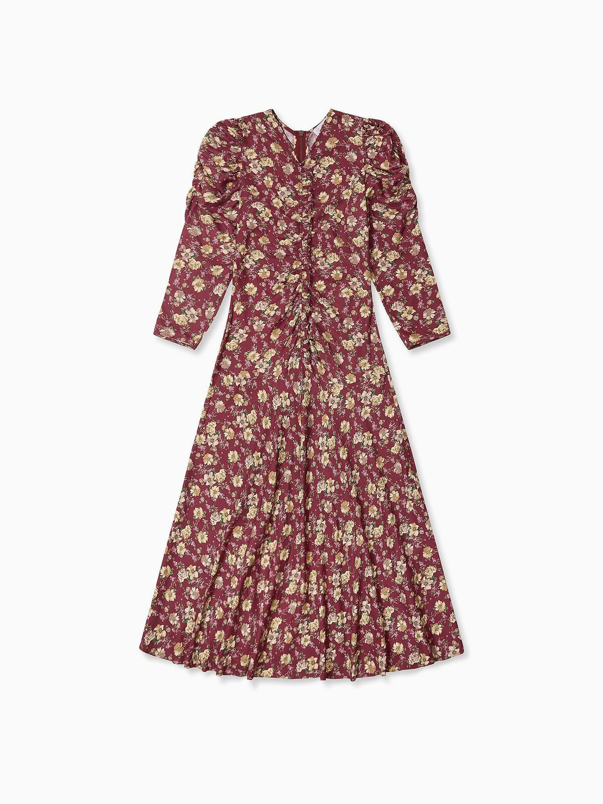Burgundy Floral Celia Women Long Dress