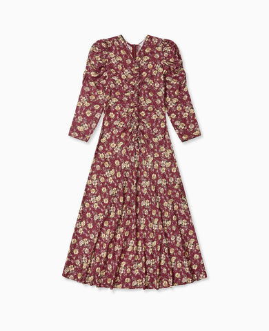 Burgundy Floral Celia Womens Long Dress