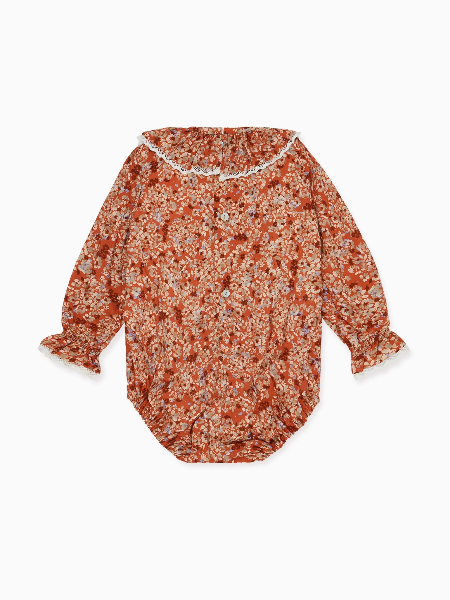 Terracotta Floral Chloe Baby Girl Smock Romper