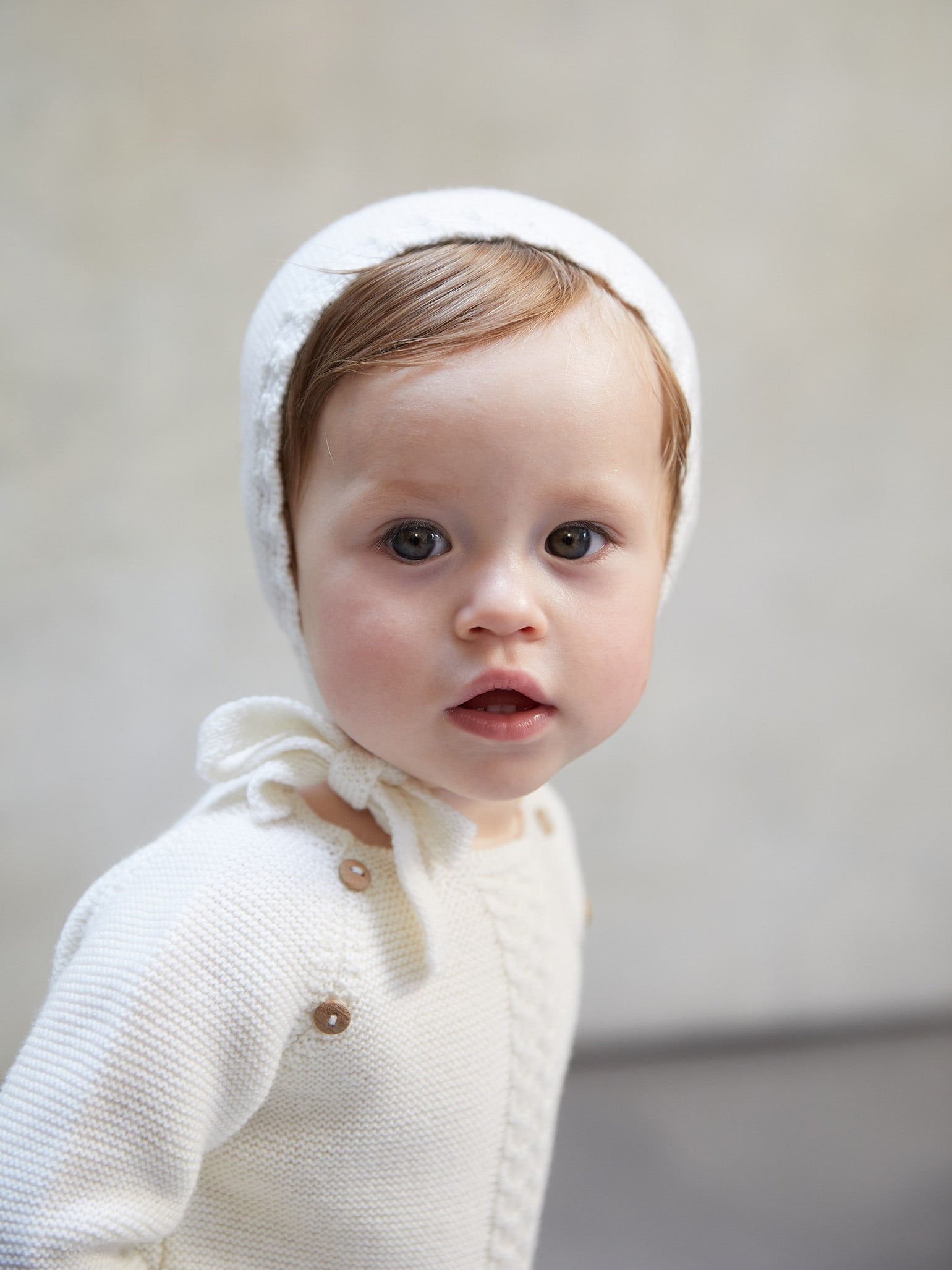 Ivory Rixo Merino Baby Bonnet