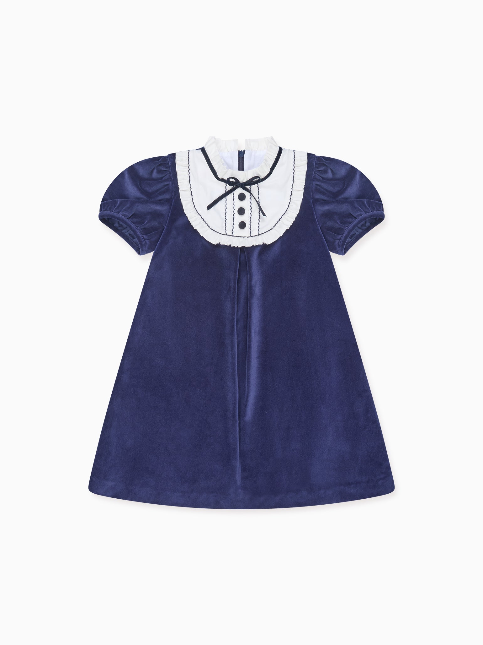 Navy Clara Velvet Girl A-Line Dress