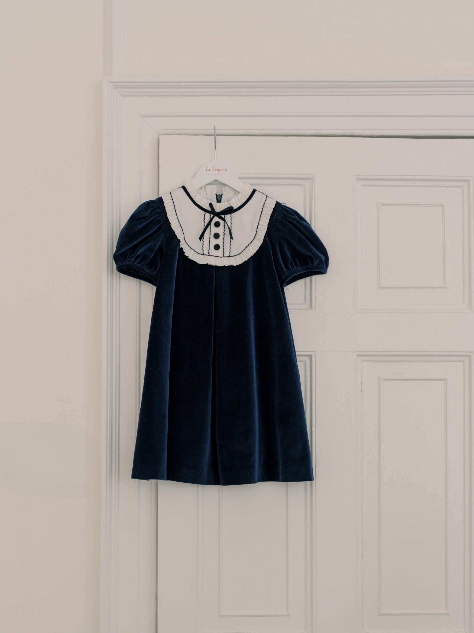 Navy Clara Velvet Girl A-Line Dress