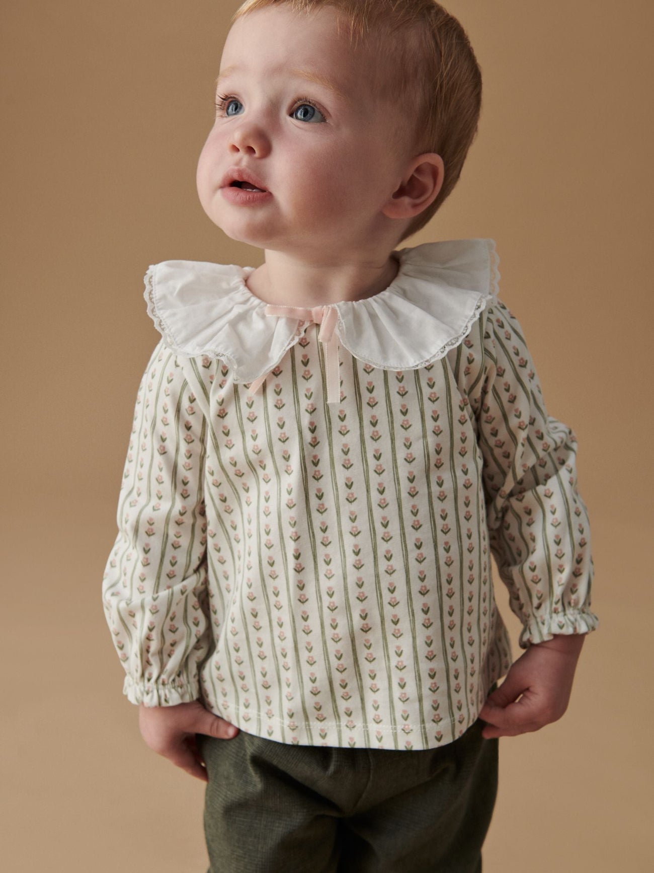 Sage Stripe Clareta Baby Top