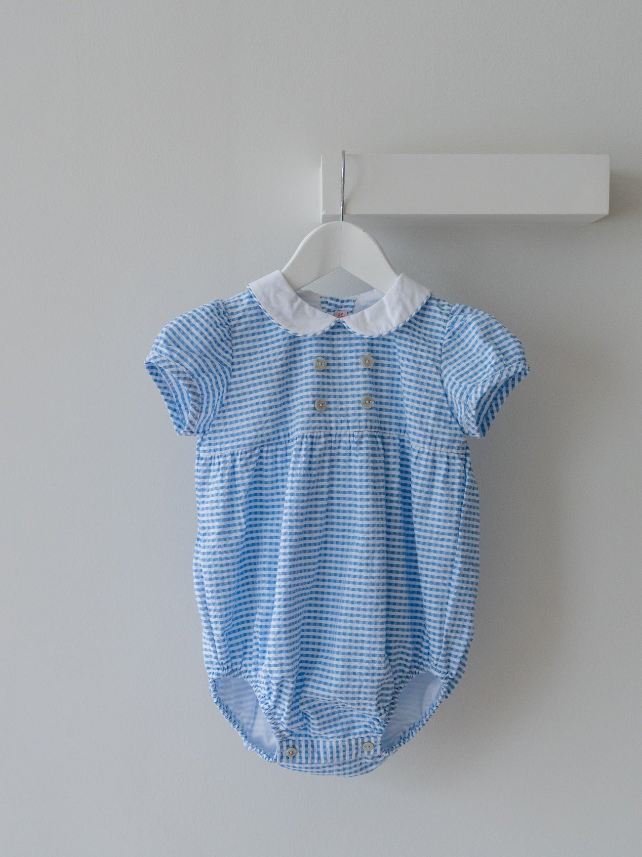 Blue Gingham Claro Baby Romper