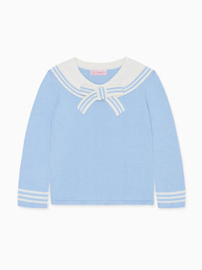 Dusty Blue Claudina Cotton Girl Sweater