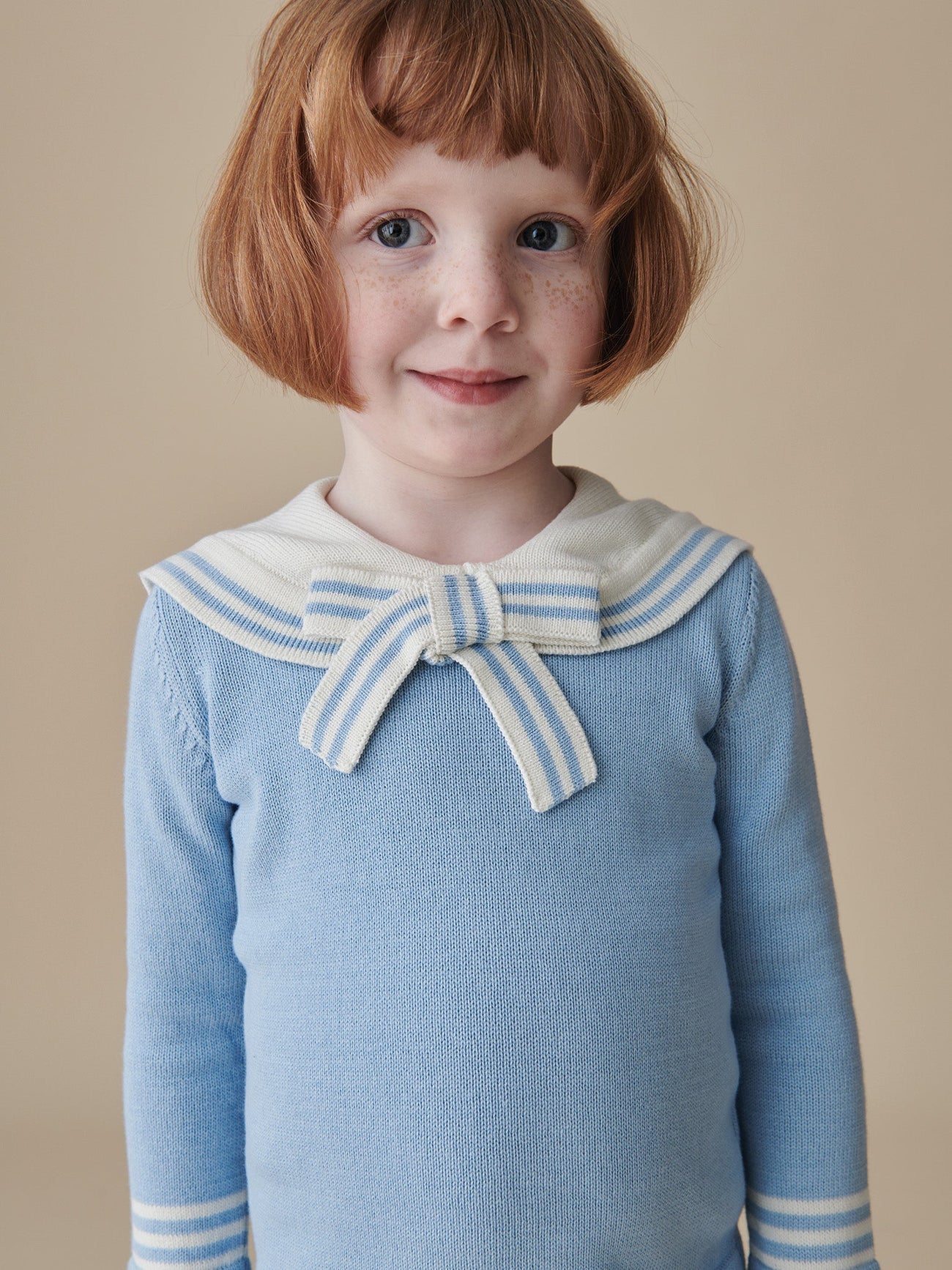 Dusty Blue Claudina Cotton Girl Sweater