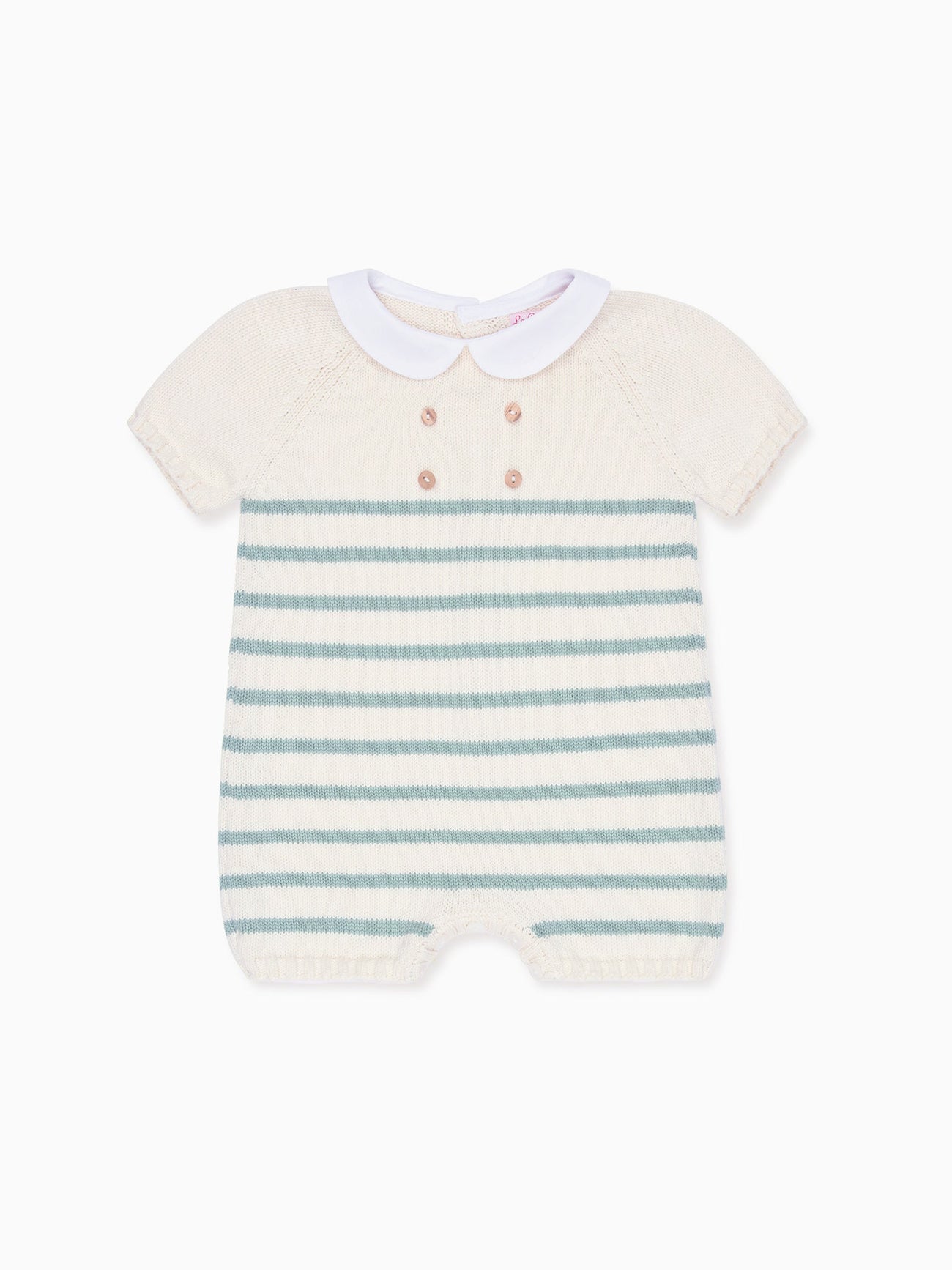 Sage Stripe Clavel Cotton Baby Knitted Playsuit