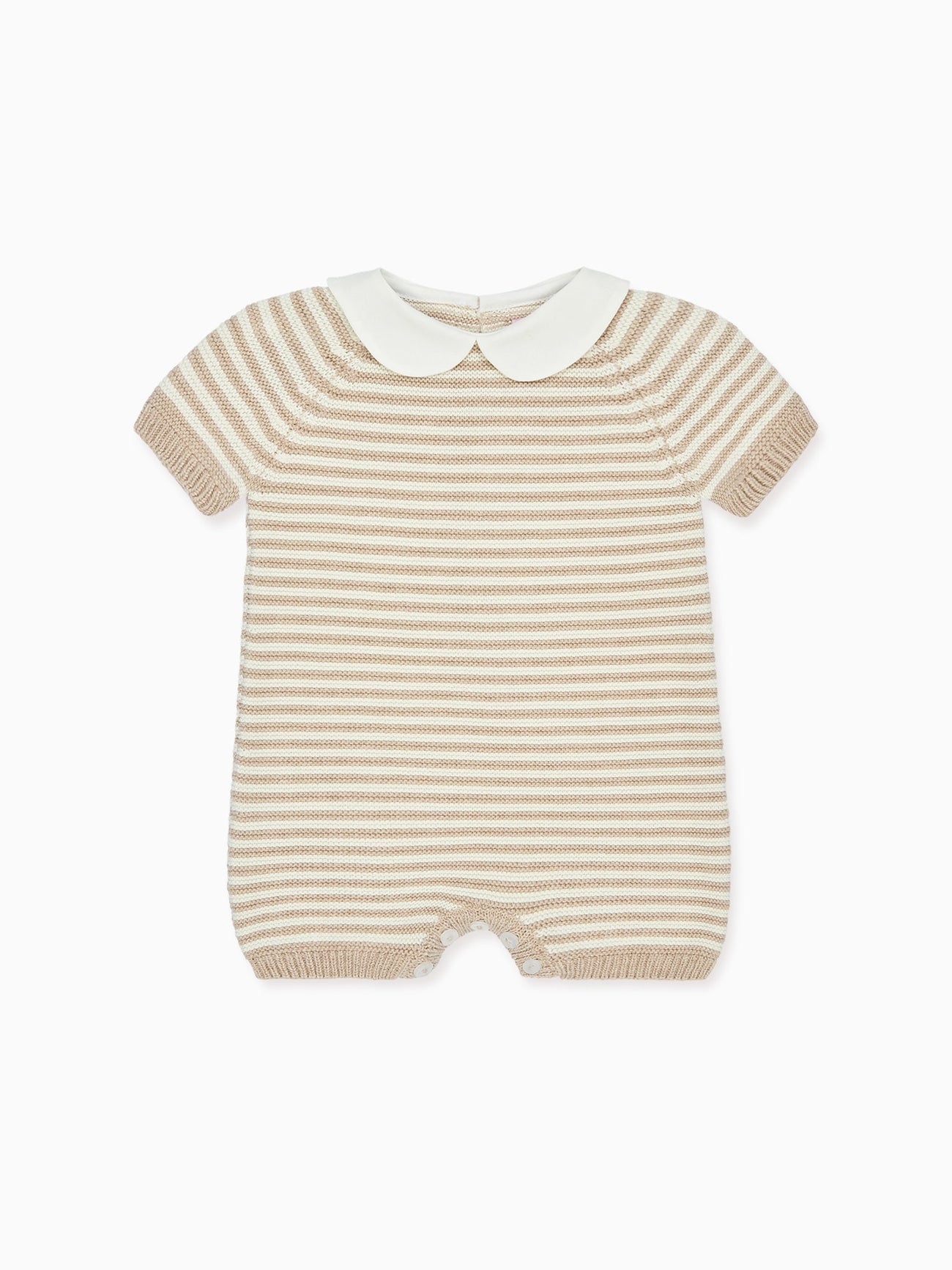 Taupe Stripe Clavel Cotton Baby Knitted Jumpsuit