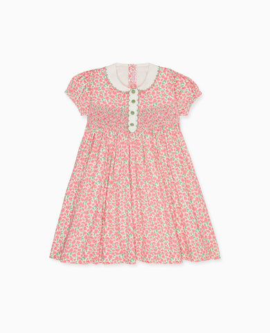 Red Floral Coco Girl Hand-Smocked Dress