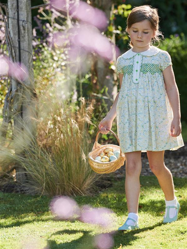 Yellow Floral Coco Girl Hand-Smocked Dress