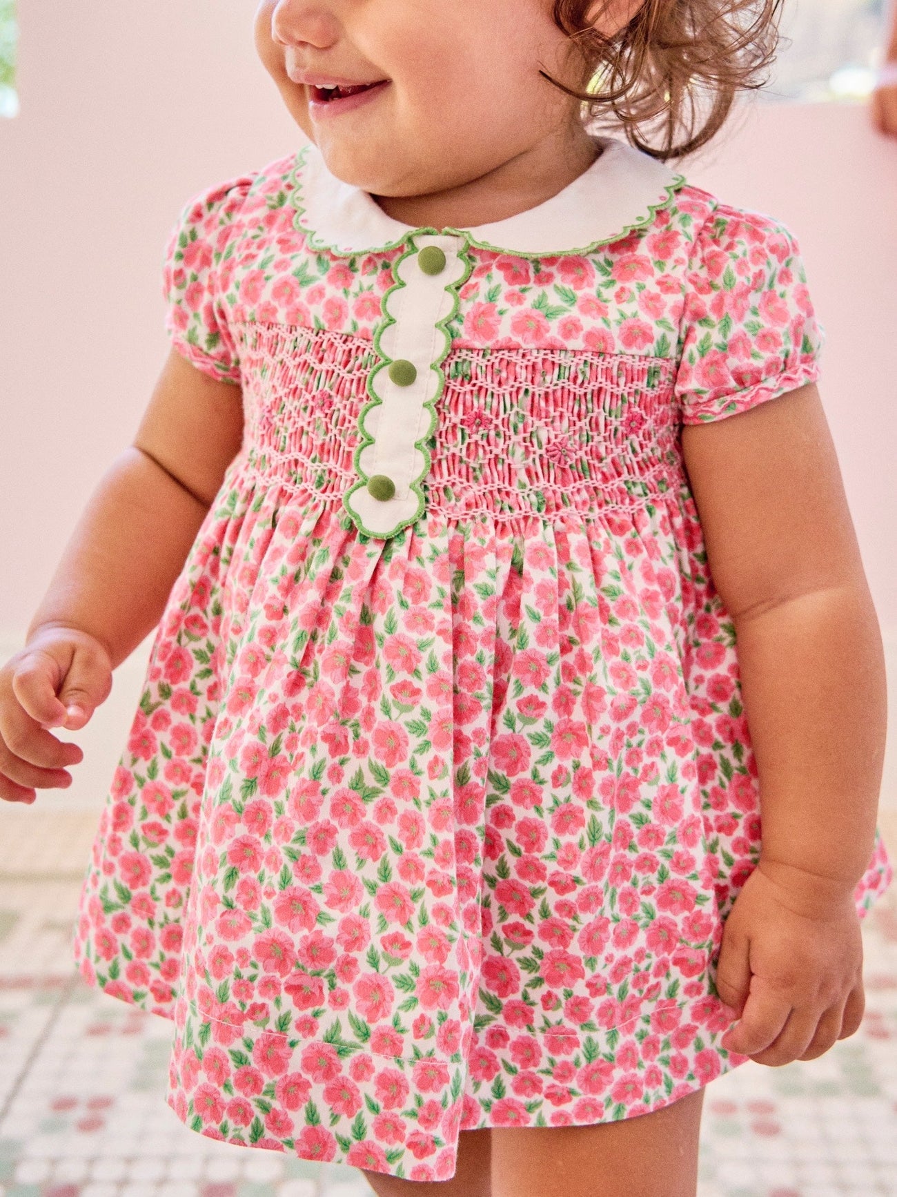 Red Floral Coco Baby Girl Hand-Smocked Set