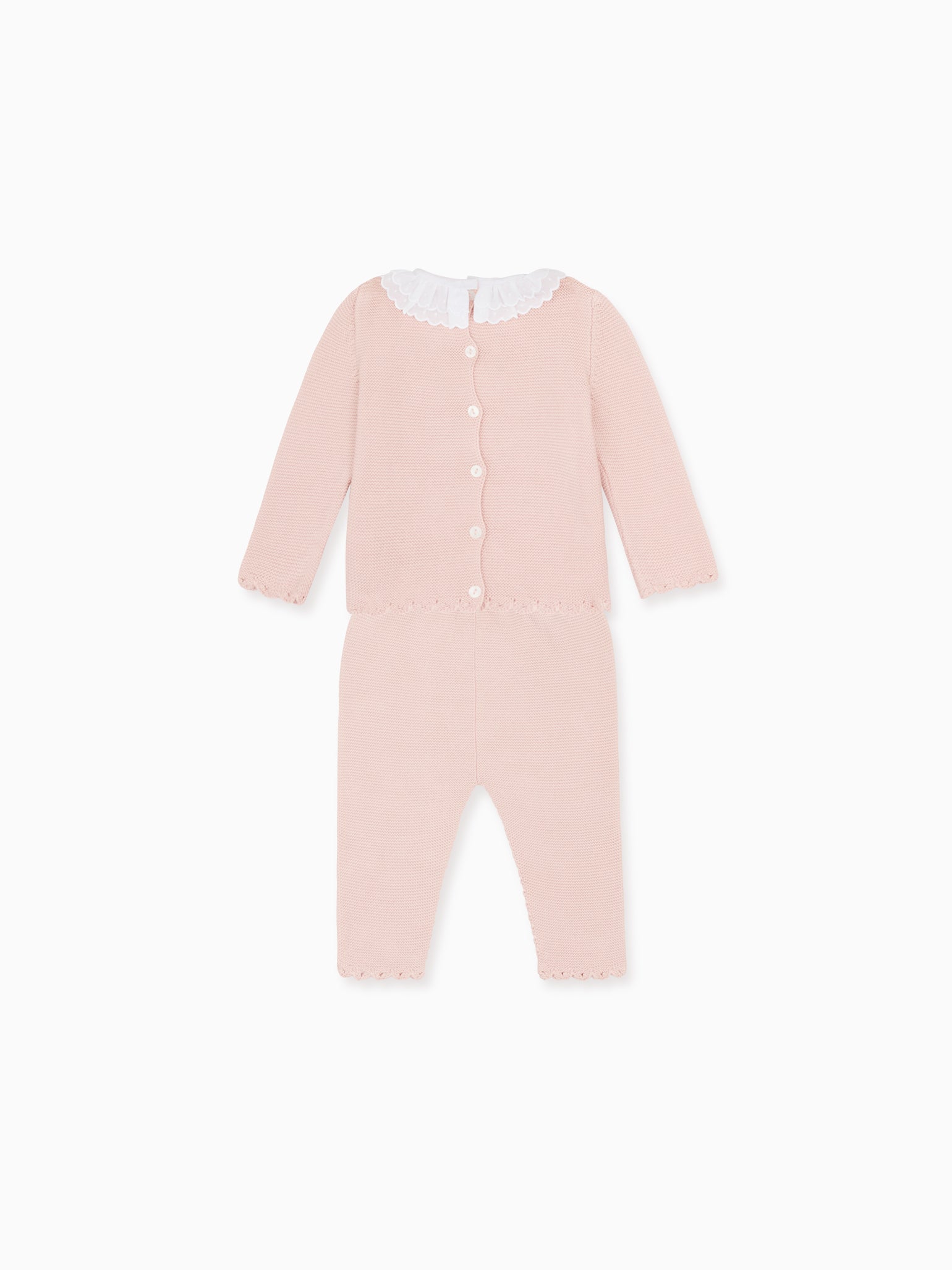 Dusty Pink Coleta Cotton Baby Girl Knitted Set