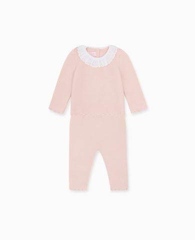 Dusty Pink Coleta Cotton Baby Girl Knitted Set