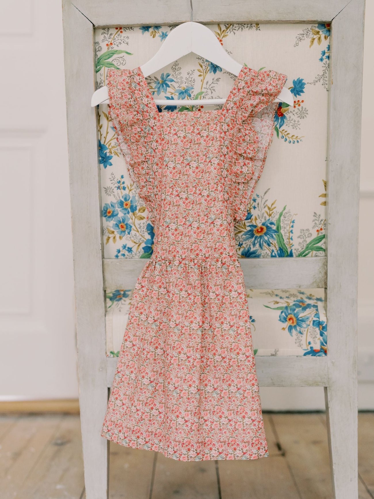 Coral Floral Cora Girl Pinafore Skirt