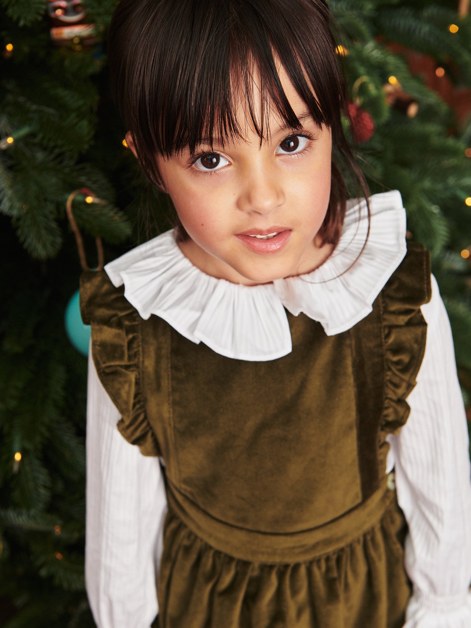 Olive Cora Velvet Girl Pinafore Skirt