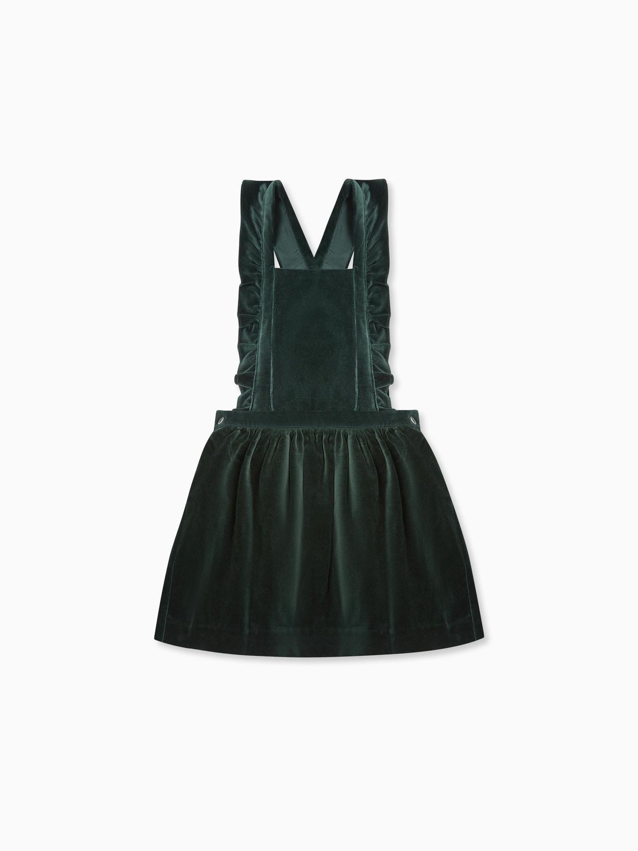 Dark Green Cora Velvet Girl Pinafore Skirt